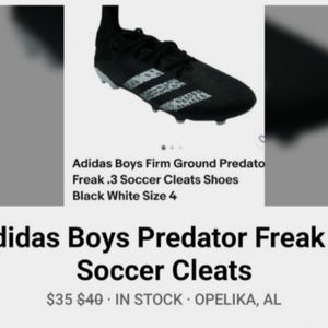 Adidas Boys Predator .3 Soccer Cleats - Size 4